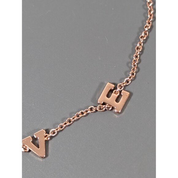 Puravida Rose Gold Tone LOVE Crystal Dainty Chain Necklace 17" - Picture 3 of 7